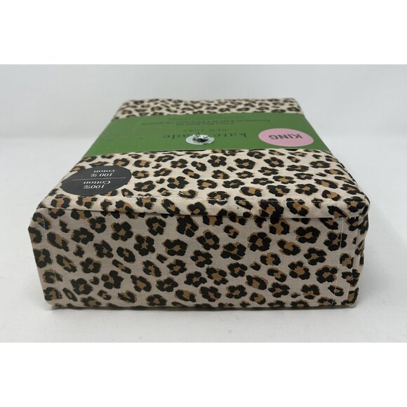 KATE SPADE LEOPARD FLORAL Animal Print Cotton KING 4 Piece Sheet Set NIB NEW - Picture 5 of 7